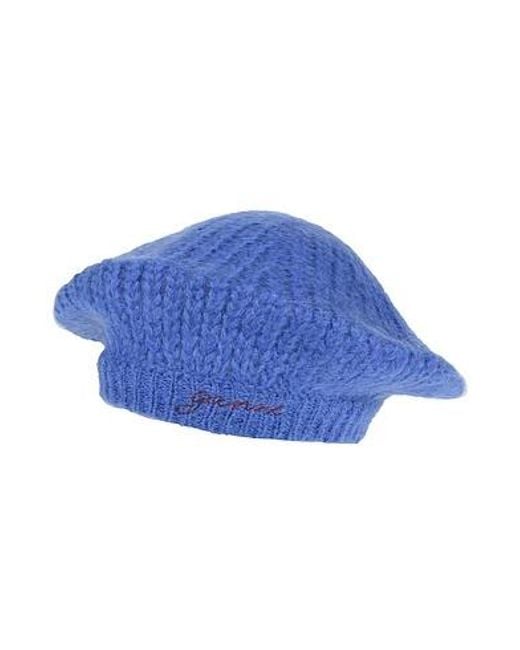 Ganni Blue Solid Color Knitted Beret