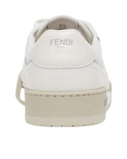 Fendi White Match Panelled Low-Top Sneakers for men