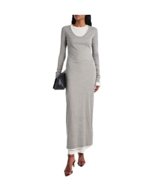 Jil Sander Gray Cotton Jersey Maxi Dress