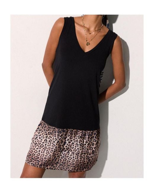 Liu Jo Black Leopard-Print Tiered Dress