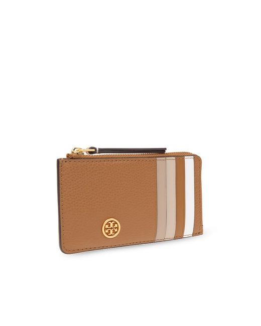Tory Burch White Robinson Double-T Leather Cardholder