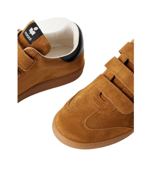 Isabel Marant Brown Beth Leather-Trimmed Suede Sneakers