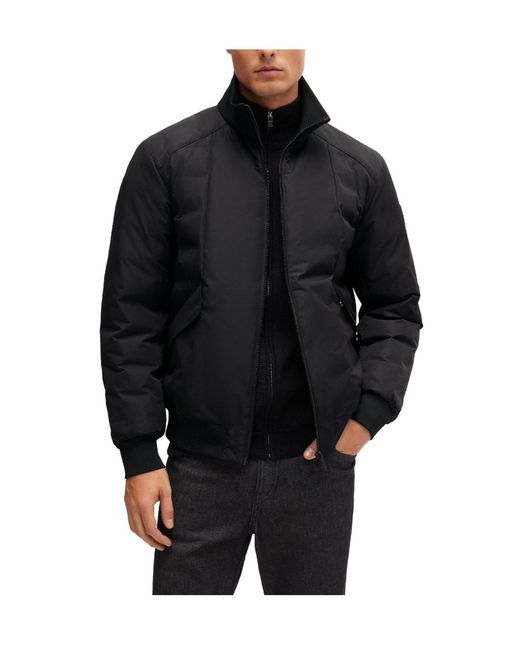 Boss Black Stand-Collar Quilted Jacket for men
