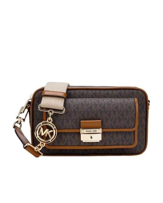 Michael Kors Black Classic Logo Print Pocket Design Camera Shoulder Bag