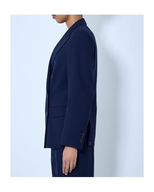 Dries Van Noten Blue Double Breasted V-Neck Blazer
