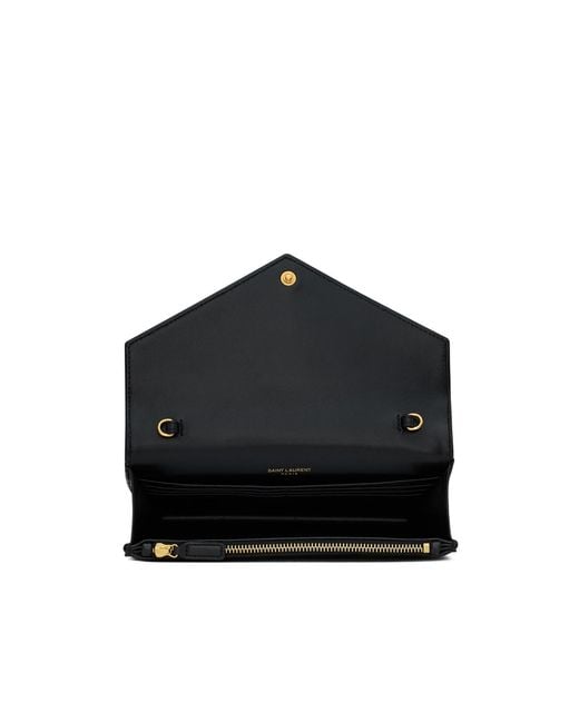 Saint Laurent White Envelope Cassandre Chain Wallet