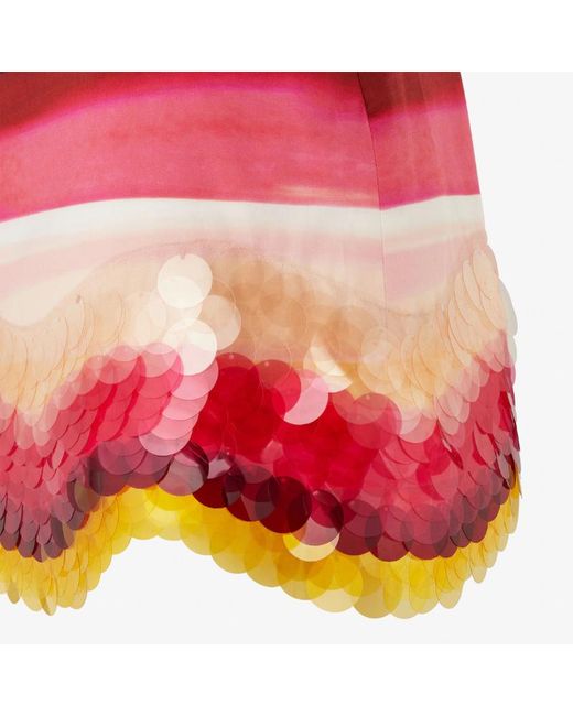 Fendi Pink Sequin-Embellished Striped Mini Skirt