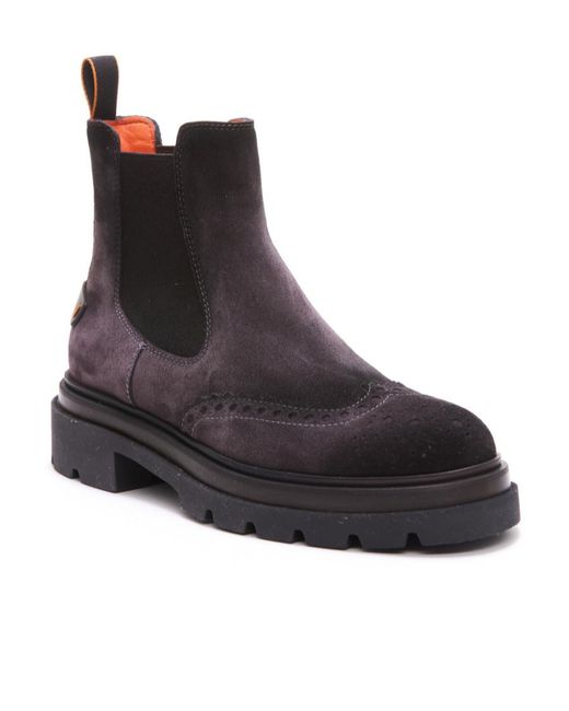 Santoni Black Suede Ankle Boots for men
