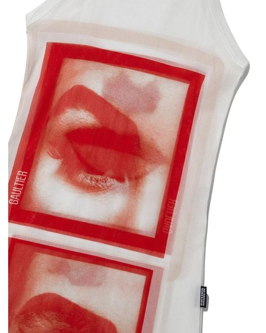 Jean Paul Gaultier White Eye Print Mini Dress