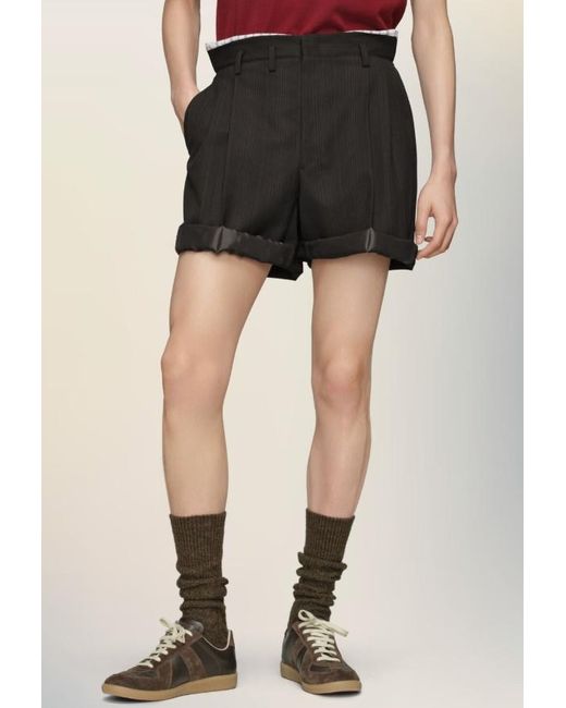Maison Margiela Black Pleated Tailored Shorts for men