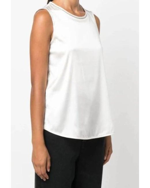 Peserico White Punto Luce-Detail Satin Top