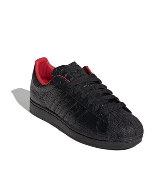 Adidas Originals Black Superstar Ii Crocodile-Effect Sneakers for men