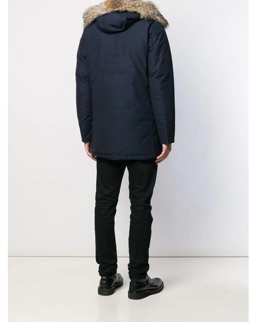 Woolrich Blue Dark Hooded Down Jacket for men