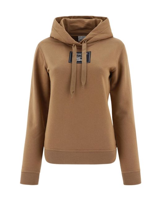 Burberry Brown Logo Patch Drawstring Hoodie