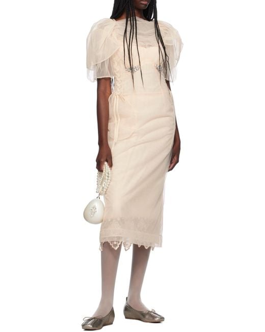 Simone Rocha White Deep Lace Trim Slip Dress