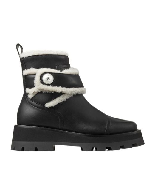 Jimmy Choo Black Calfskin Ankle Boots With Wool Lining