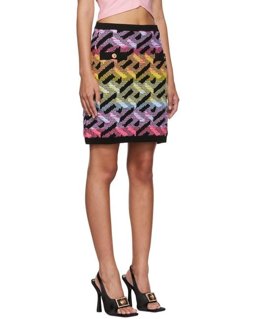 Versace Purple Greca-Knit Mini Skirt