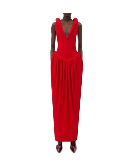 Bottega Veneta Red Padded Detail Zipper Dress