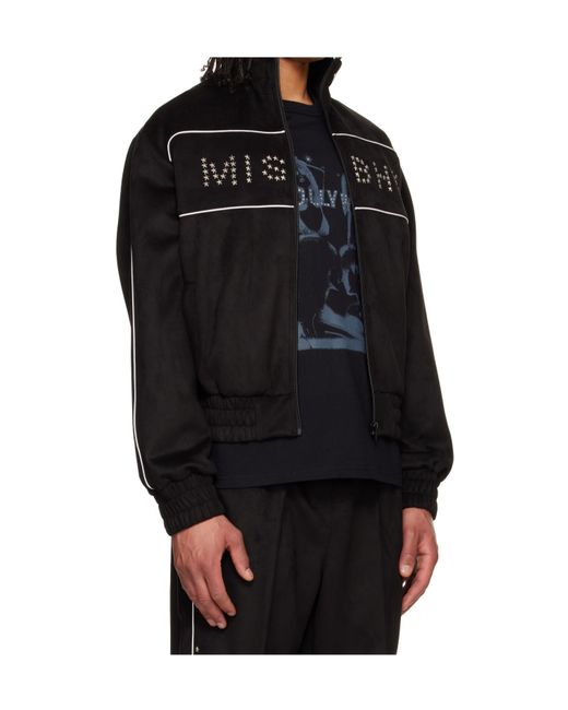 M I S B H V Black Star Faux Suede Track Jacket for men