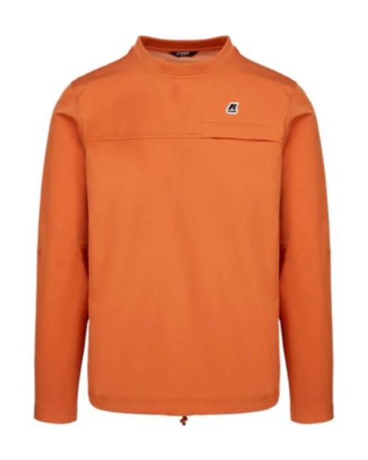 K-Way Orange Logo-Patch Crew-Neck Sweatshirt for men