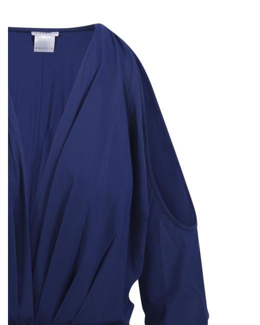Amazuìn Blue Oliusa Draped Cut-Out Mini Dress