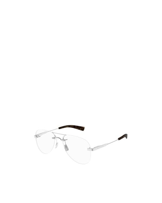 Saint Laurent White Eyewear Pilot Frame Glasses for men