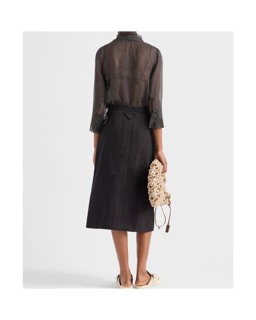 Prada Black Polka-Dot Silk Chiffon Shirt