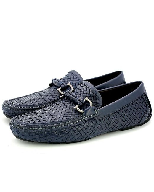 Ferragamo Blue Weave Business Casual Shoes for men