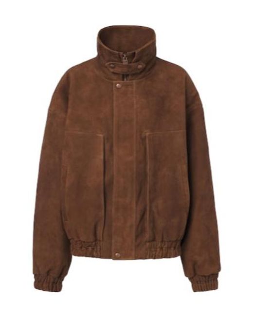 Magda Butrym Brown Suede Bomber Jacket