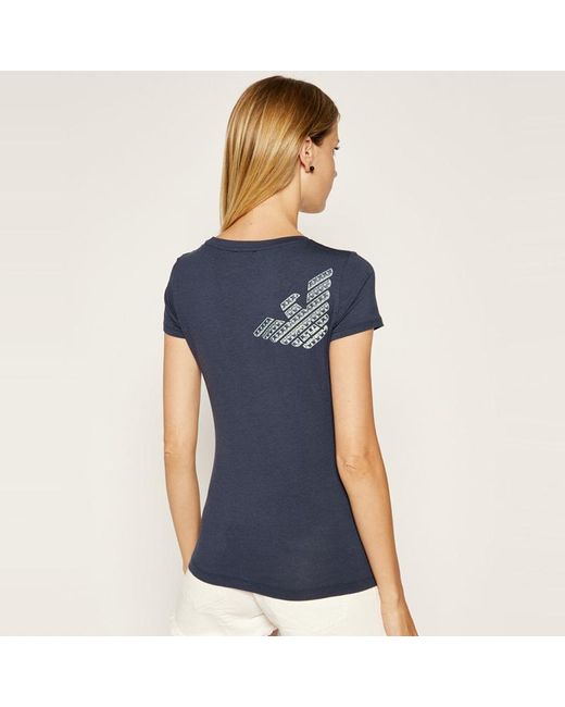 EA7 Blue T-Shirt With Round Neck And Short Sleeves