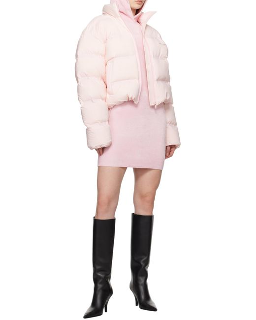 Alexander Wang Pink Logo Printed Zip-Up Puffer Jacket
