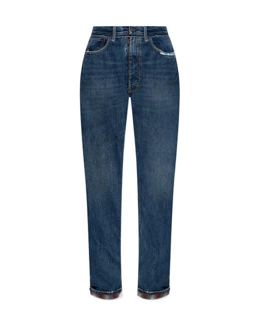 Maison Margiela Blue Vintage Checkered Detailed Jeans