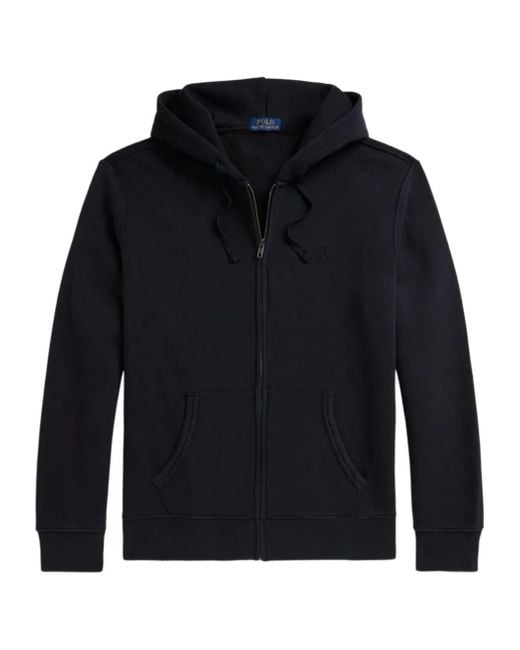 Polo Ralph Lauren Blue Logo Embroidered Zip-Up Hoodie for men