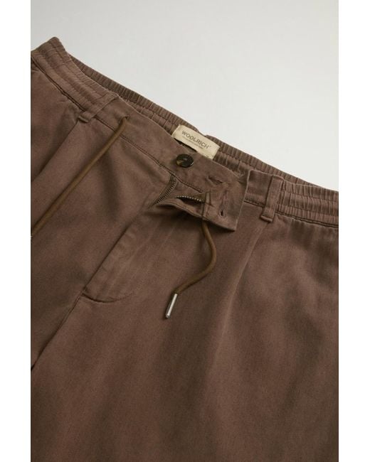 Woolrich Brown Milton Drawstring-Waist Trousers for men