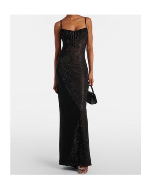 Area Black Crystal-Embellished Gown