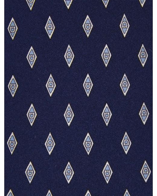 Ferragamo Blue Micro Gancini Print Silk Tie for men