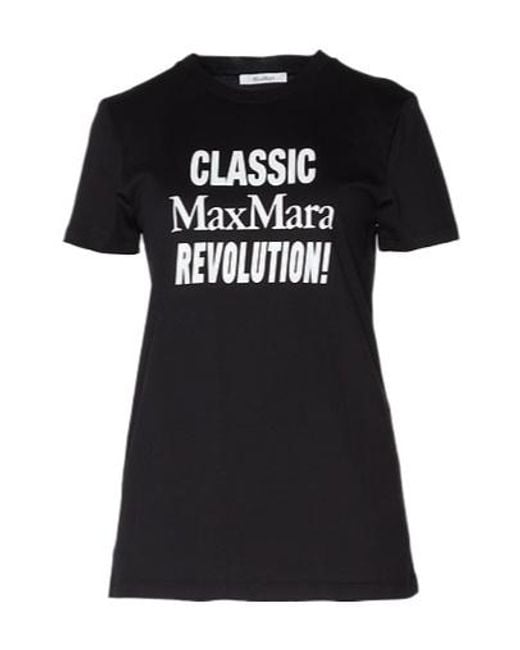 Max Mara Black Short-Sleeve Printed T-Shirt