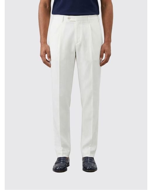 Incotex White Pleated Slim-Fit Pants for men