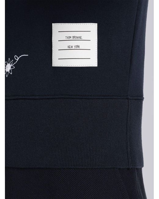 Thom Browne Blue Floral Embroidery T-Shirt