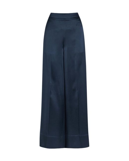 Joseph Blue Straight Silk Trousers