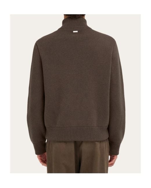 Ferragamo Brown Blouson With Leather Inserts for men