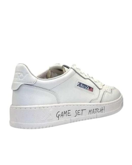 Autry White Medalist Slogan-Printed Lace-Up Sneakers for men