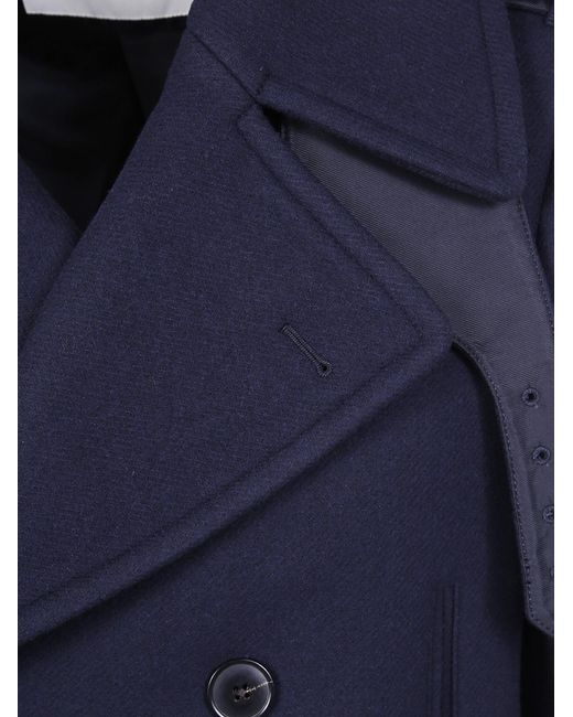 Dries Van Noten Blue Double-Breasted Rafaell Peacoat for men