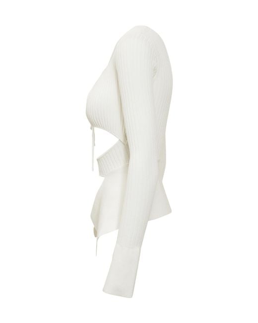 ANDREADAMO White Asymmetrical Hollow Top