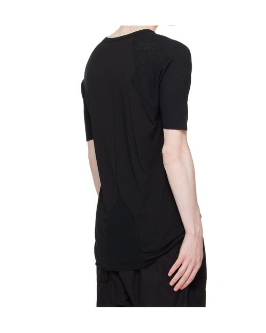 Thom Krom Black Ribbed-Panel T-Shirt for men