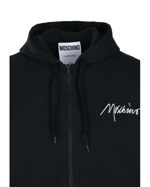 Moschino Black Logo-Print Cotton Hoodie for men