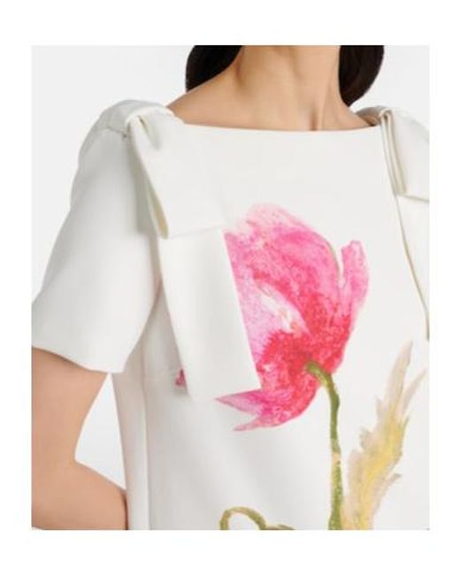 Carolina Herrera White Bow-Detail Floral Gown