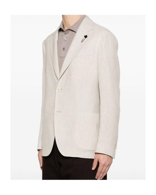 Lardini White Single-Breasted Button Blazer for men