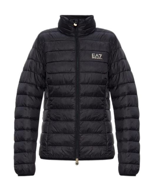EA7 Blue Logo Printed Zip-Up Jacket