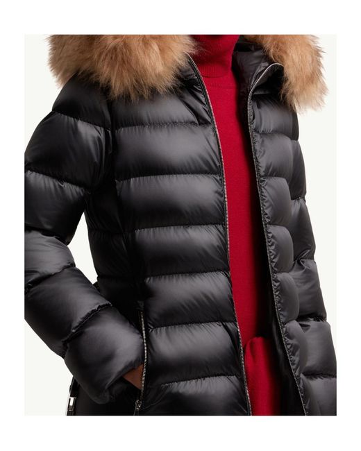 Moncler Black Cupidones Shearling-Trimmed Short Down Jacket